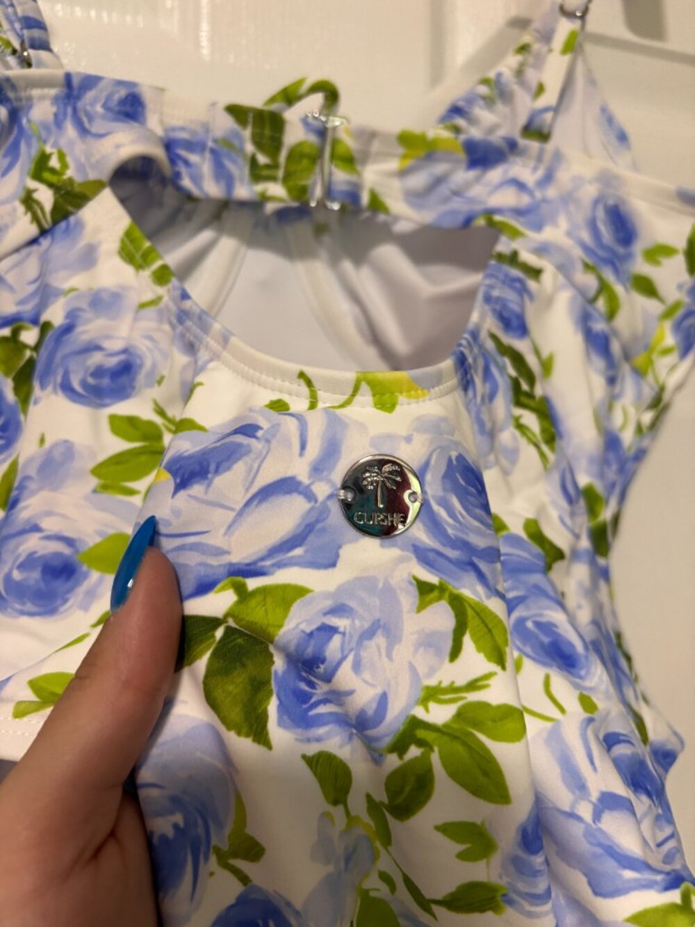 Blue Floral Underwire One-Piece Swimsuit | Blue and White Floral NWT (XL) - Picture 2 of 12